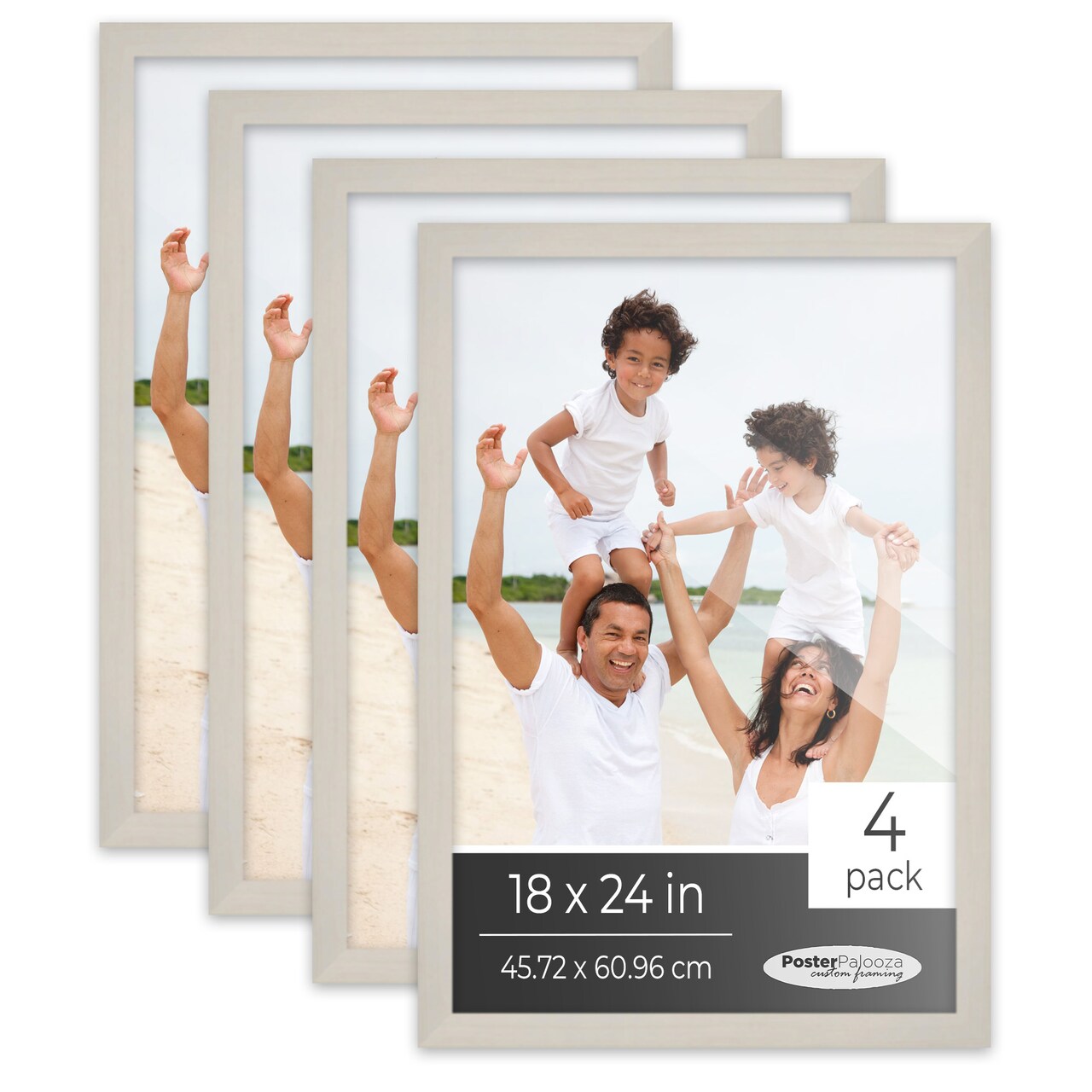 Pack of 4 White Washed Picture Frames | Solid Wood | UV-Resistant Acrylic | Easy Gallery Wall Setup